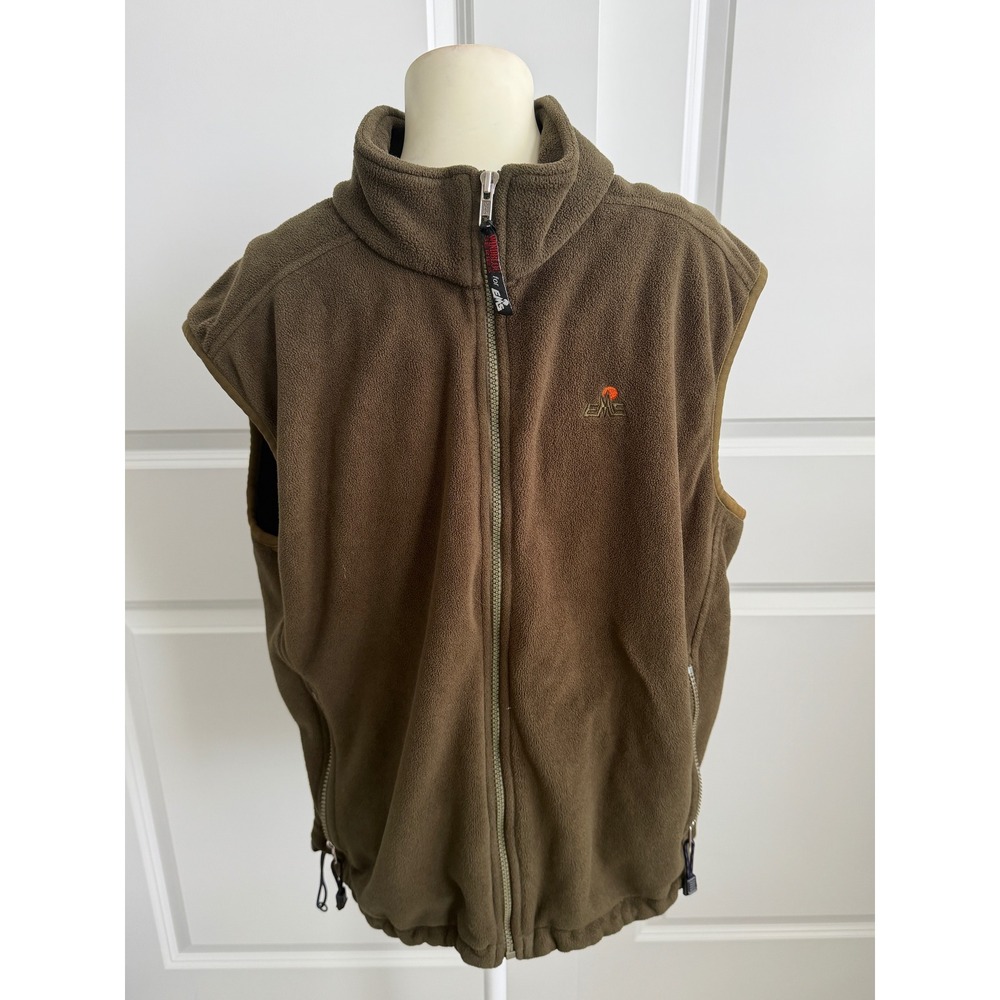 EMS Polartec Fleece Vest Mens Medium Brown Windbloc Full Zip Vintage 90's